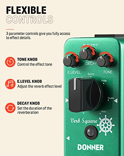 Donner Digital Reverb Pédale d'Effet pour Guitare 7 Modes