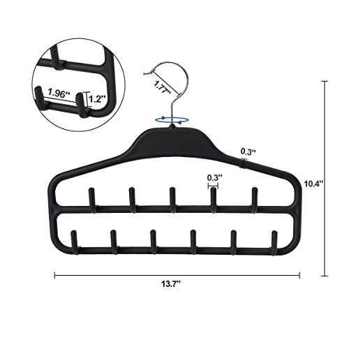 Fairyhaus Belt Hanger Organizer 2 Pack, Non Slip Tie Rack Holder, Durable Hanging Closet Accessory Hooks For Belts, Ties, Jewelry, Scarves, Tank Tops, Black #TOP4