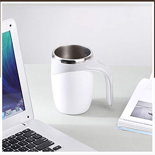 ALEOHALTER Mixing Coffee Mug Self Stirring Mug, Automatic Magnetic Stirring Coffee Mug Stainless Steel Cup Hot Drink Mixer for Hot Cocoa,Chocolate,Mocha,Matcha,Milo(White) - Image 3