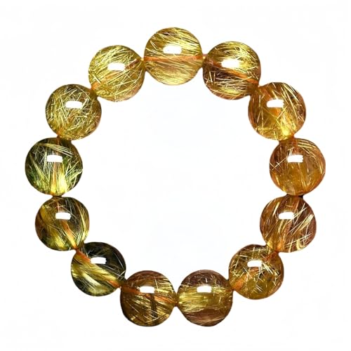 ゴールドルチルクォーツブレスレット・天然石パワーストーン｜6mm〜16mm珠・伸縮仕様・メンズ/レディース兼用｜透明感ある黄金針水晶・贈り物にも適した上品アクセサリー (8mm)