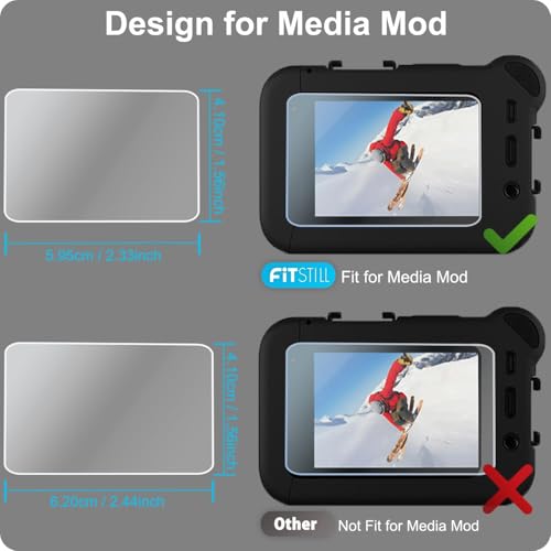 Image of FiTSTILL [8PCS Screen Protector for Go Pro Hero 12 /Hero 11 /Hero 10 /Hero 9 Black Fit Media Mod Ultra Tempered Glass Protective Foils Accessories Kit(NOT for Hero 13 Black)