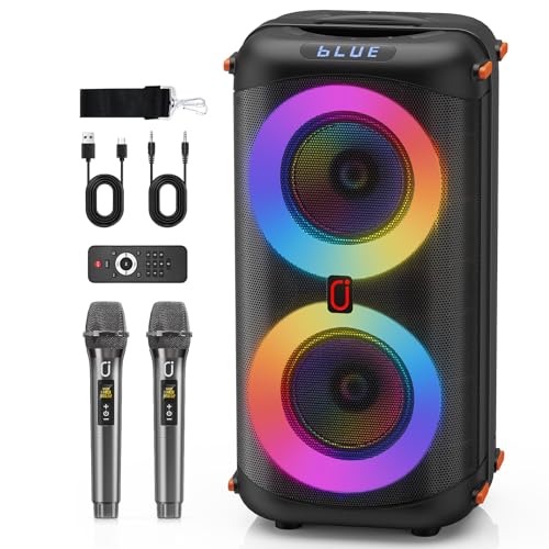Karaoke Machine with 2 Wireless Microphones, Portable Bluetooth Karaoke Speaker for Adults, Big...