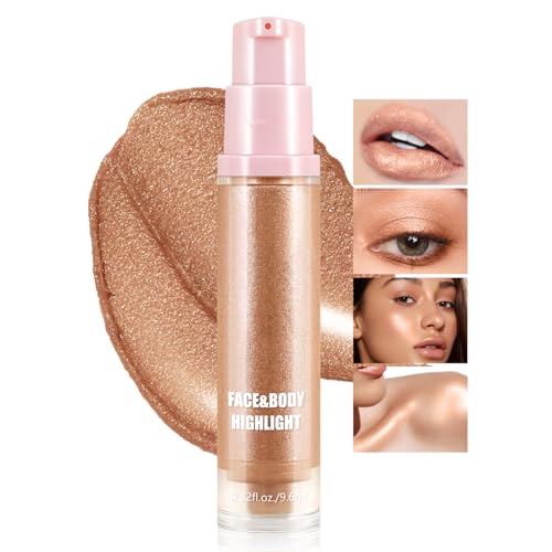 Boobeen Maquillaje Iluminador Líquido, Contorno Iluminador Líquido para Rostro y Cuerpo, Suave Resplandor de Aspecto Natural Maquillaje Iluminador Resistente al Agua