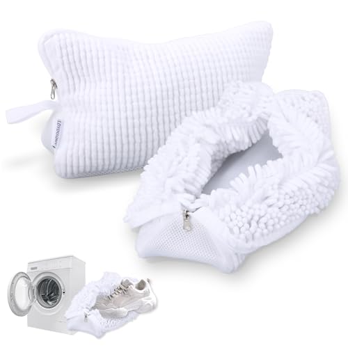 Shoe Washing Machine Bag, 360 Wrap-around Laundry Bags for Washing Machine, Reusable Shoes Wash Bag with Protective Hidden Zipper, 10000+ Fluffy Fibers for Sneaker Gym Shoe