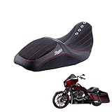 AdvanBlack x 'SIK Baggers' Co-Branded Seat Custom Stitching Seat Sy-nthetic Suede For '09-'23 Harley Touring Road King Street Glide Electra Glide Road Glide (Red Stitching)