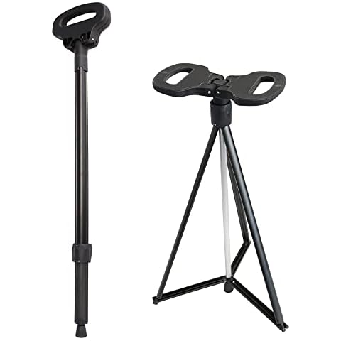LOCYOP Walking Stick Walking Cane Folding Cane with Seat, Cane Chair Height Adjustment Max 38 Inches, Portable Cane Stool Lightweight for Adults Elderly Outdoor Travel Rest (Black) Cover