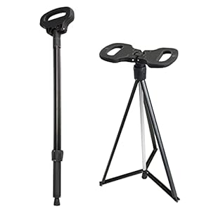 ALEVMOOM Wandelstok met Stoel Vouwstoel Wandelstok met Zitting Draagbare Intrekbare Lichtgewicht voor Ouderen Outdoor Reizen