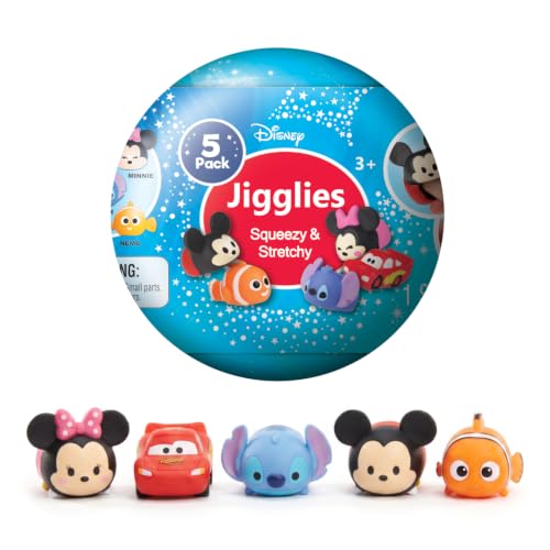 JA-RU Disney Stitch Jiggly Squishy Surprise UNbox Easter Egg with 2 Jigglies | Stretchy & Squeezy Sensory Fidget Toy | Includes Blue & Pink Stitch Figures. 7840 (1 Pack, Disney Jigglies)