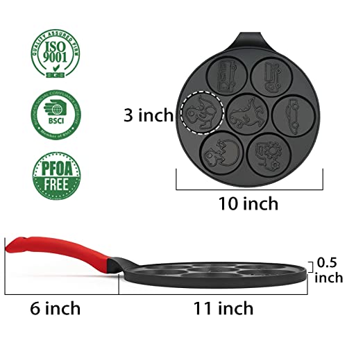 Dinosaur Pancake Molds For Kids, Dino Egg Pan Mini Waffle Maker Breakfast Nonstick Silver Dollar Pancake Waffle Pan, Car Pancake Maker Pancake Pan Truck Pancake Griddle Shapes Crepe Maker 7 Mold #TOP5