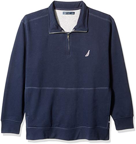 Nautica Men's Big Basic Long Sleeve 1/4 Zip Fleece Sweatshirt, Navy, 2XLT Tall