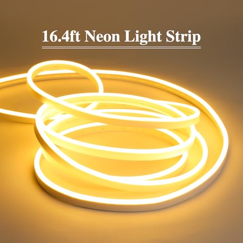 Image of LED Strip Lights for Bedroom 16.4ft Flexible Waterproof RGB Neon Light Strips Color Changing Lights with Power Supply Silicone Neon Multiple Modes Rope Lights for Party Indoor and Outdoor Decoration