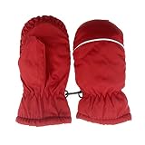 INLLADDY Kinder Skihandschuhe, Rad- und Wintersportfäustlinge, warme Handschuhe, Winterhandschuhe, Jungen, Mädchen, Ski, Wandern, Wasser- und Winddichte Schneehandschuhe Rot 3-8 jährige