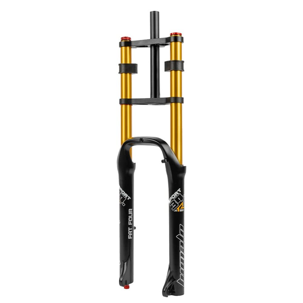 WIQUYBML 26 Inch Snow Beach Fat Bike Suspension Fork For 4.0 Tires MTB Air Travel 150MM Double Shoulder Adjustable Rebound 1-1/8" QR Magnesium +Aluminum Alloy