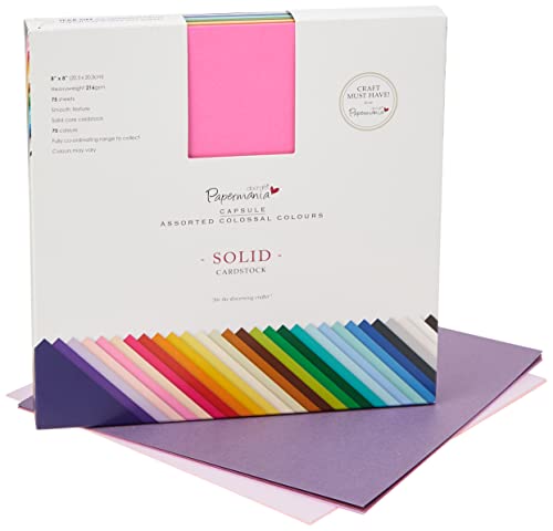 Papermania 20,3 x 20,3 cm cartoncino Solido Premium colossale Capsule (Confezione da 75), Carta, Multicolore, 8 x 8