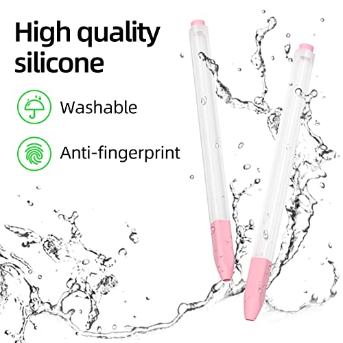 Image of Compatible with Samsung Galaxy Tab S7 /S7+ /S7 FE /S8 /S8+ /S8 Ultra /S9 /S9+ /S9 Ultra Pencil Case S Pen Case, Silicone Translucent Non-Slip Cover. (Pink)