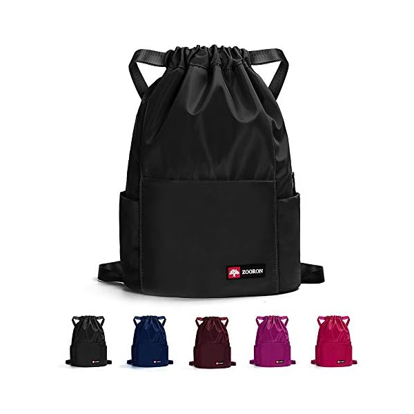 ZOORON Waterproof Drawstring Gym Backpack Bag for Men & Women, Sport Gym Sack Mini Travel Daypack