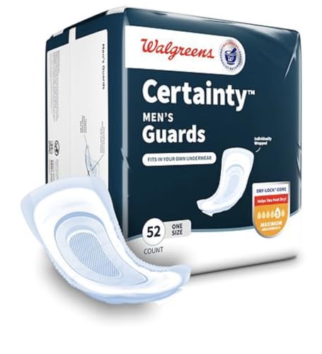 Certainty Men's Guards, One Size, Count 52, Maximum Absorbency (Pack of 4)