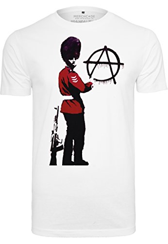 Merchcode Men's Banksy Anarchy Tee T-Shirt, White, XS