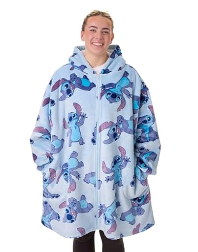 Disney Lilo & Stitch Sudadera con Capucha para Mujer | Polar con Capucha y Cremallera para Adultos in Azul | Ropa de Descanso con Estampado de Personajes en Toda la Prenda | Forro y Bolsillos Sherpa | Ya disponible en tu tienda friki favorita! En mundofriki.es!