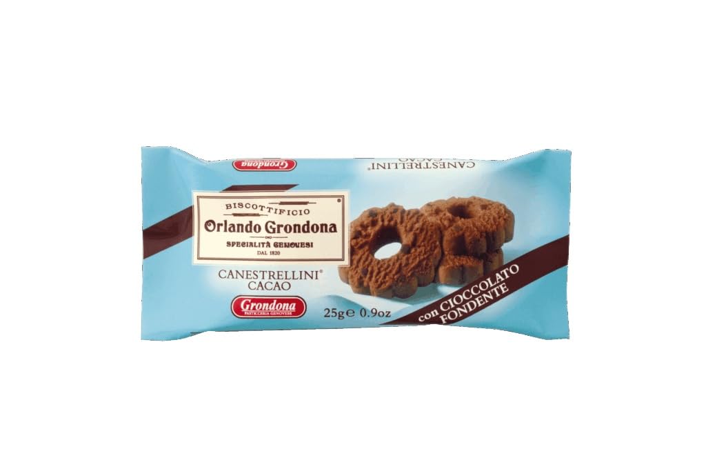 Grondona Canestrellini Cacao Biscotti con Gocce di Cioccolato Fondente Confezione da 40 x 25g