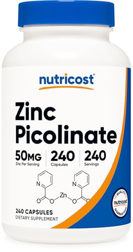 Nutricost Zinc Picolinate 50mg, 240 Vegetarian Capsules - Gluten Free and Non-GMO (240 Caps)