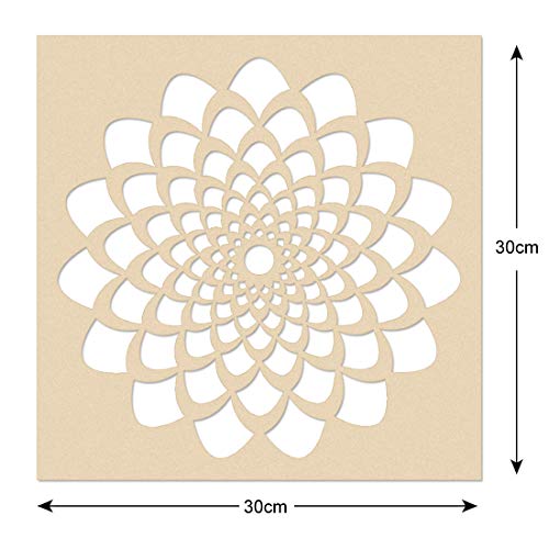 Image of Incredible Gifts India Flower with Diwali Rangoli Stencils for Floor Large Size with Six Rangoli Colors (Wood, 30cmx30cm)