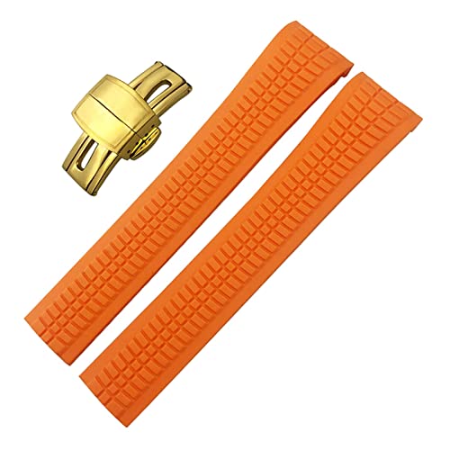 Sangle de montre en caoutchouc 21 mm orange idéale pour le sport et la plage PP 5164A