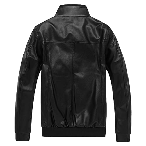 Chaqueta de cuero sintético para hombre, ajustada y con cierre miniatura 3