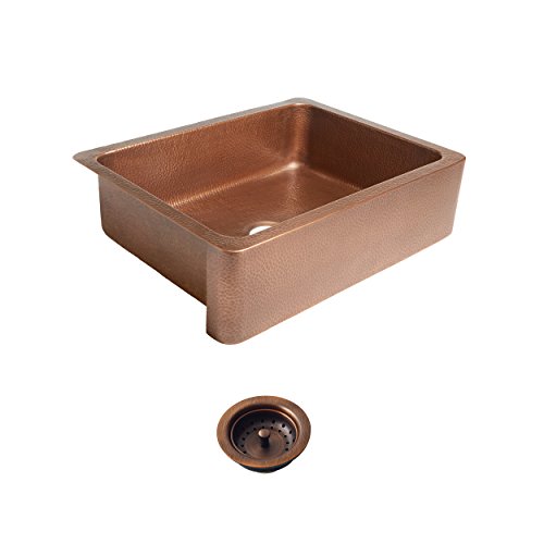 Sinkology SK302-30AC-AMZ-B Courbet Copper Kitchen Sink With Strainer Drain