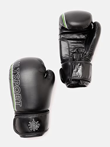 Image of Cultsport Premium Leather Boxing Gloves with Antimicrobial Lining(CS700547 Black 8 oz)