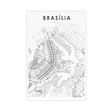 QOGDAF Brasilia Brasilia Brasilien Karte Leinwand Poster 
