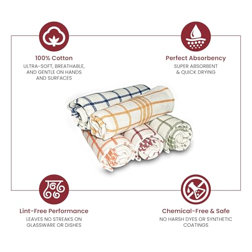 Fuller Earth Kitchen Tea Towels Set of 5 |100% Cotton | Lint Free Tea Towels - Super Absorbent Hand Towels | Incredibly Soft | Tea Towel Set - 50x70 cm Large Dish Towels - Cleaning Cloth - Cosy Home Interiors Fuller Earth Kitchen Tea Towels Set of 5 |100% Cotton | Lint Free Tea Towels - Super Absorbent Hand Towels | Incredibly Soft | Tea Towel Set - 50x70 cm Large Dish Towels - Cleaning Cloth - Image 3