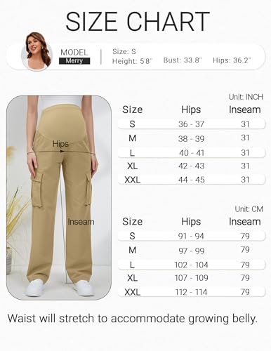 Glamix Women'S Maternity Cargo Pants With Four Pockets Over The Belly Scrub Pants Pregnancy Clothes thumb #5