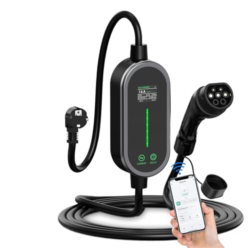 HFIGNIAHQ 3600W Portable Type2 IEC62196-2 EV Charger Type1 SAE J1772 Electric Car Charger GBT EVSE Charging Cable Wallbox EU Plug(Gbt with App 3.5m)