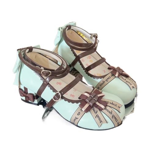 Women's Y2K Kawaii Cute Sweet Lolita Round Toe Mary Jane Shoes Cross Strap Low Block Heel Cosplay Party Prom Dress Pumps