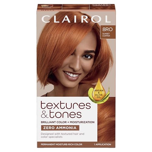 Clairol Textures & Tones Permanent Hair Dye, 8RO Sunset Copper Hair...
