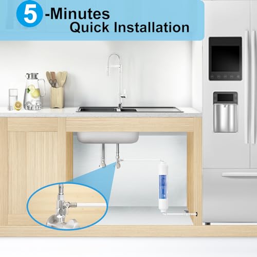 Haochen IRWF5T Inline Water Filter Kit For Ice Maker And Refrigerator,Include Feed Water Valve,1/4 Inch Water Line And Quick Connect Fittings,Ideal thumb #4
