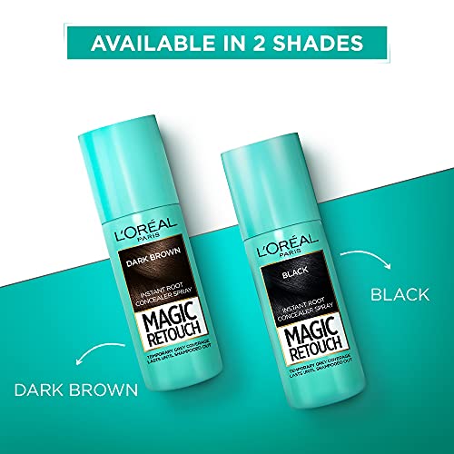 Image of L'Oreal Paris Instant Root Concealer Spray, Ideal for Touching Up Grey Root Regrowth, Magic Retouch, 1 Black, 75ml (Pack of 2)
