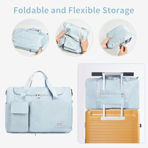 IwIeIaIrI Gym Bags for Women with Shoes Compartment Waterproof Tote Bag,Gym Bag for Weights Water Bottle,Travel Yoga Camping(Blue)3