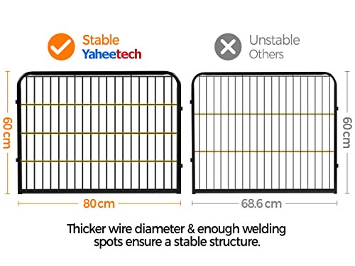 Yaheetech Welpenlaufstall Welpengitter 6 Gitter je 80x 60 cm Welpenauslauf Freigehege für Hund Hundelaufstall Innen/Außenbereich