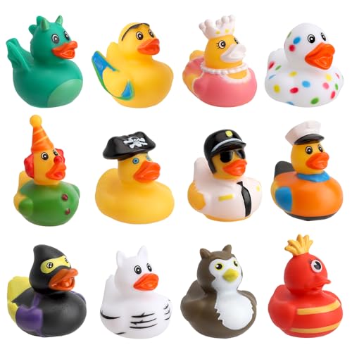 APOMOONS 12 Stück Badeenten Set Kinder Wiederverwendbare Badewannenspielzeug Badeente Lustig Badespielzeug Baby für Wass...
