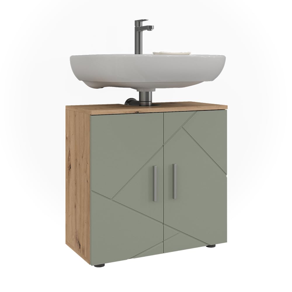 Vicco Meuble Vasque Simple Irma, Vert Sauge, 60x59cm, Idéal pour Ranger des Produits de Nettoyage, Serviettes et Articles de Soin