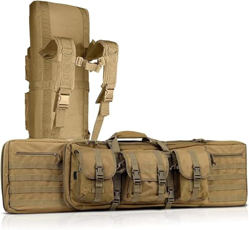 Estuche De Rifle Doble Largo,Estuche Para Rifle, Bolsa Táctica Para Armas,Estuche De Transporte De Airsoft Duradero, Suave Acolchado Carabina Bolsa Con Cerradura,Capacidad 2 Rifles C,140cm/55in