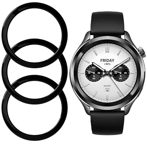 KQDRAVINE 3 Piezas Bisel Negro Compatible con Xiaomi Watch S4/S3, Bisel de Protección de Plástico Resistente Contra Rayones, Golpes y Daños