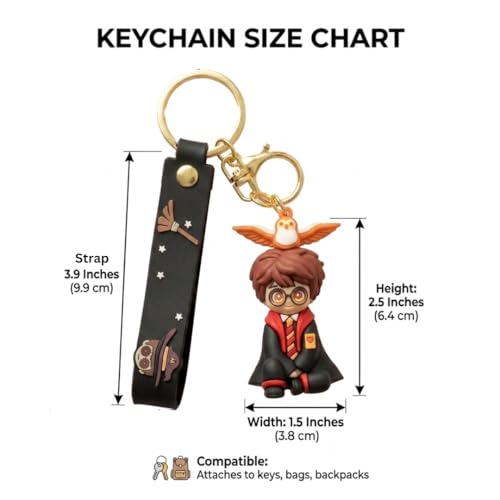 Image of Wanna Party Harry The Magician Keychain, Wizard Theme Keychains for Boys Girls, Return Gift Favors, Cute Backpack Key Chain Accessories Wristlet Chain Car Charms