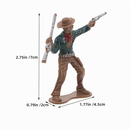 WOONEKY Lot de 12 mini figurines de cowboy en plastique, décoration de fête occidentale, jouet de cowboy western pour encouragement éducatif et interaction créative parent-enfant – vue 2