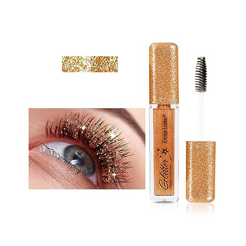 Glitter Color Mascara, Shimmer Sparkle Mascara glitter mascara for eyelashes,Eyeliner Charming Longlasting Mascara for Eyelash Eye Makeup (Gold)
