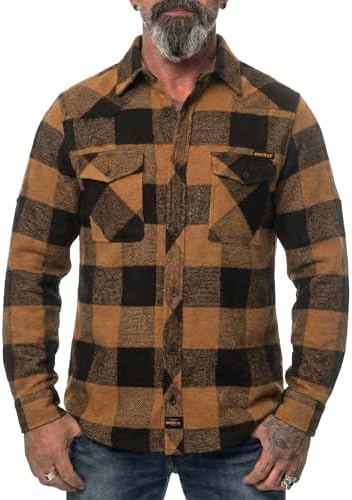ROCK-IT Apparel I Flanellen Overhemd Heren Lange Mouw I Geruit Overhemd I Premium Casual Overhemd Plaid I Houthakkersoverhemd I Maten S-5XL I zwart/bruin 3XL