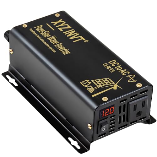 Image of XYZ INVT 300W Pure Sine Wave Inverter DC 12V to AC 110V 120V Power Converter 600W Peak with LED Display for Most Small Power Appliances