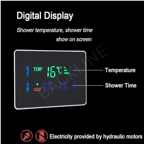 Image of Backline 7 in 1 Thermostatic Shower Panels For Bathroom SS 304, Multifunction Shower System With LED & Hot & Cold Water | Hand Shower | Body Mist Spray | Water Spout (Black Glossy)